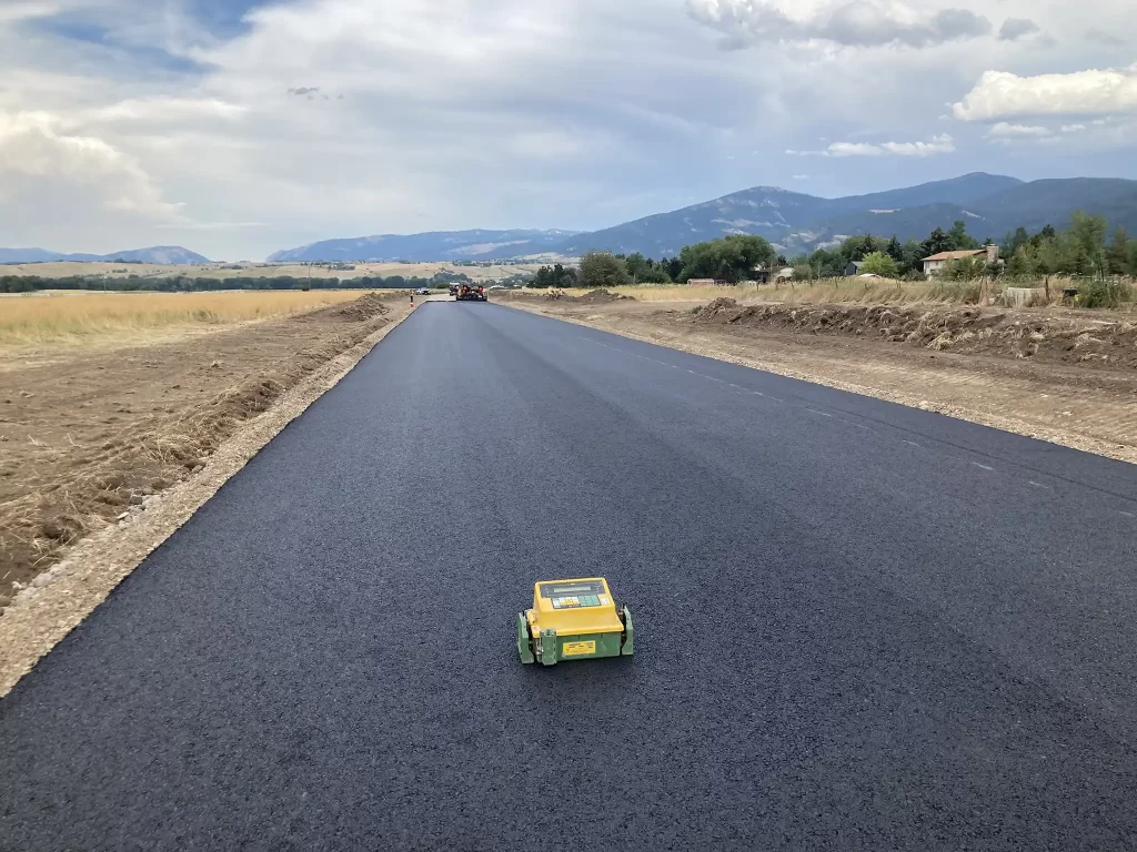 Freshly laid asphalt on the Forest View Farms Subdivision designed by Allied Engineering