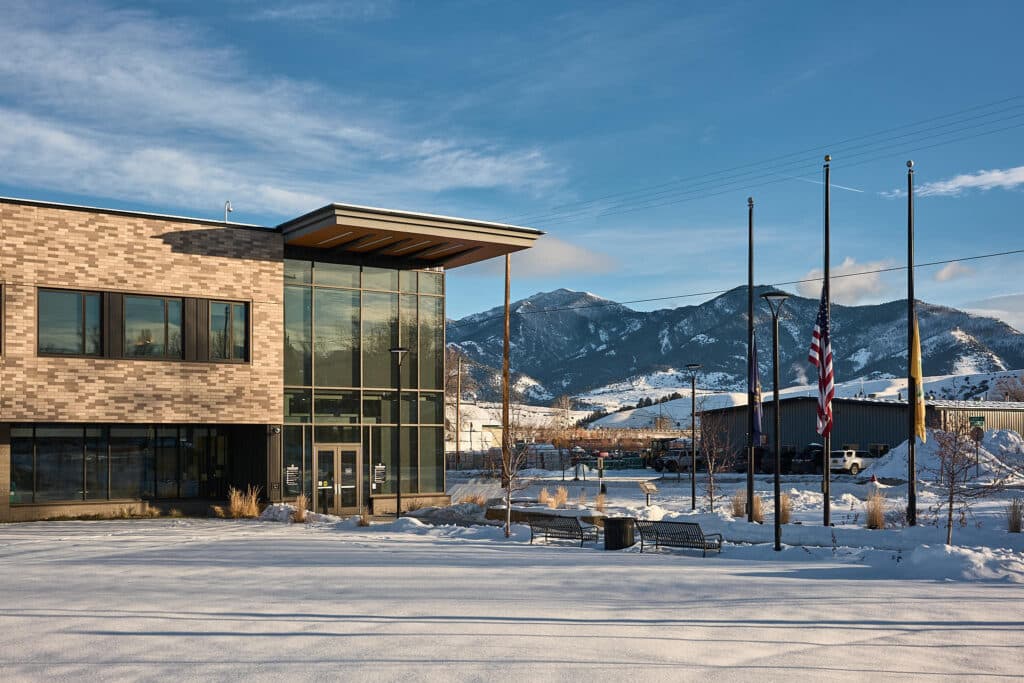 Bozeman Public Safety Center in winter.