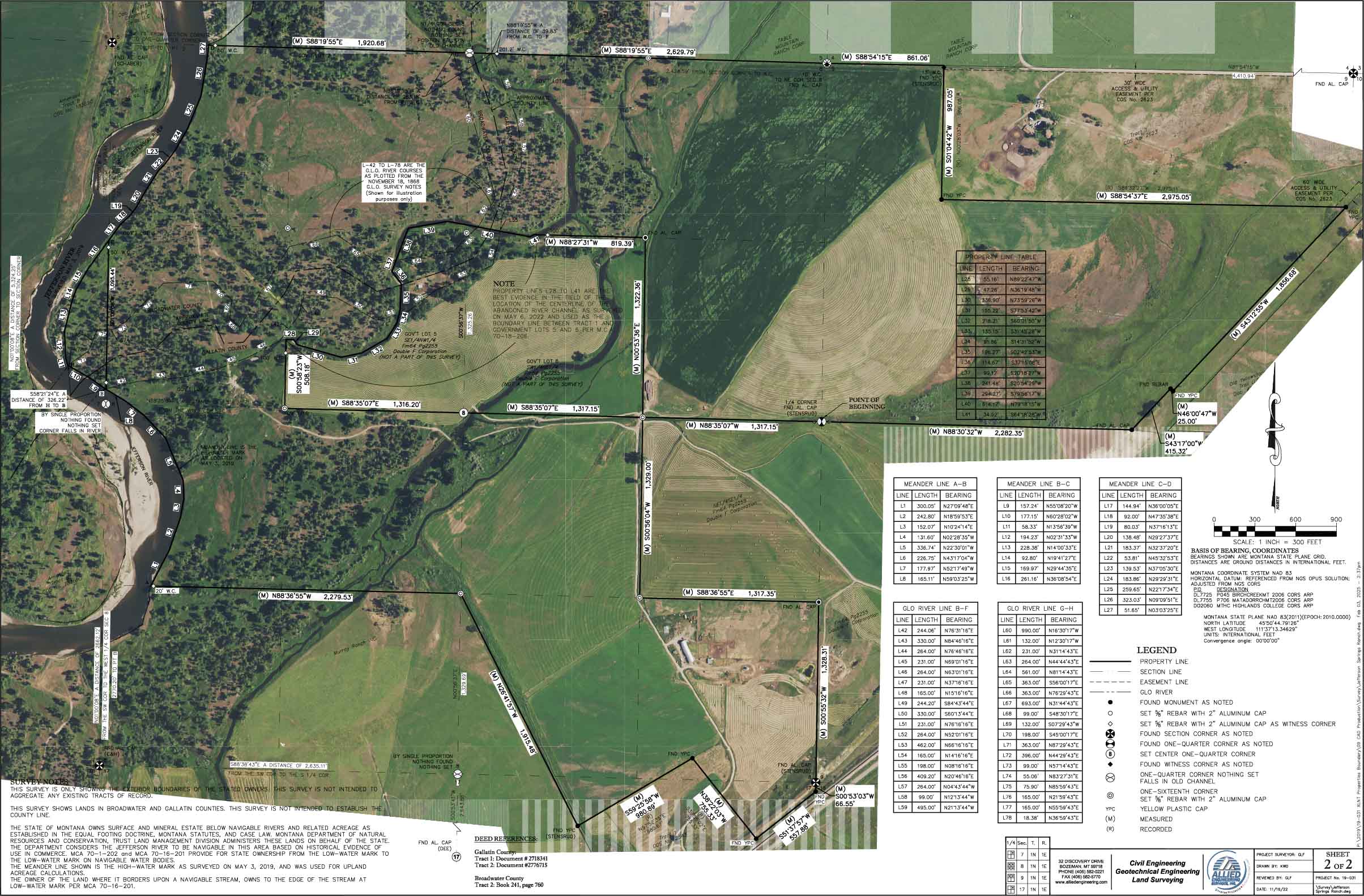 Survey map of Jefferson River property